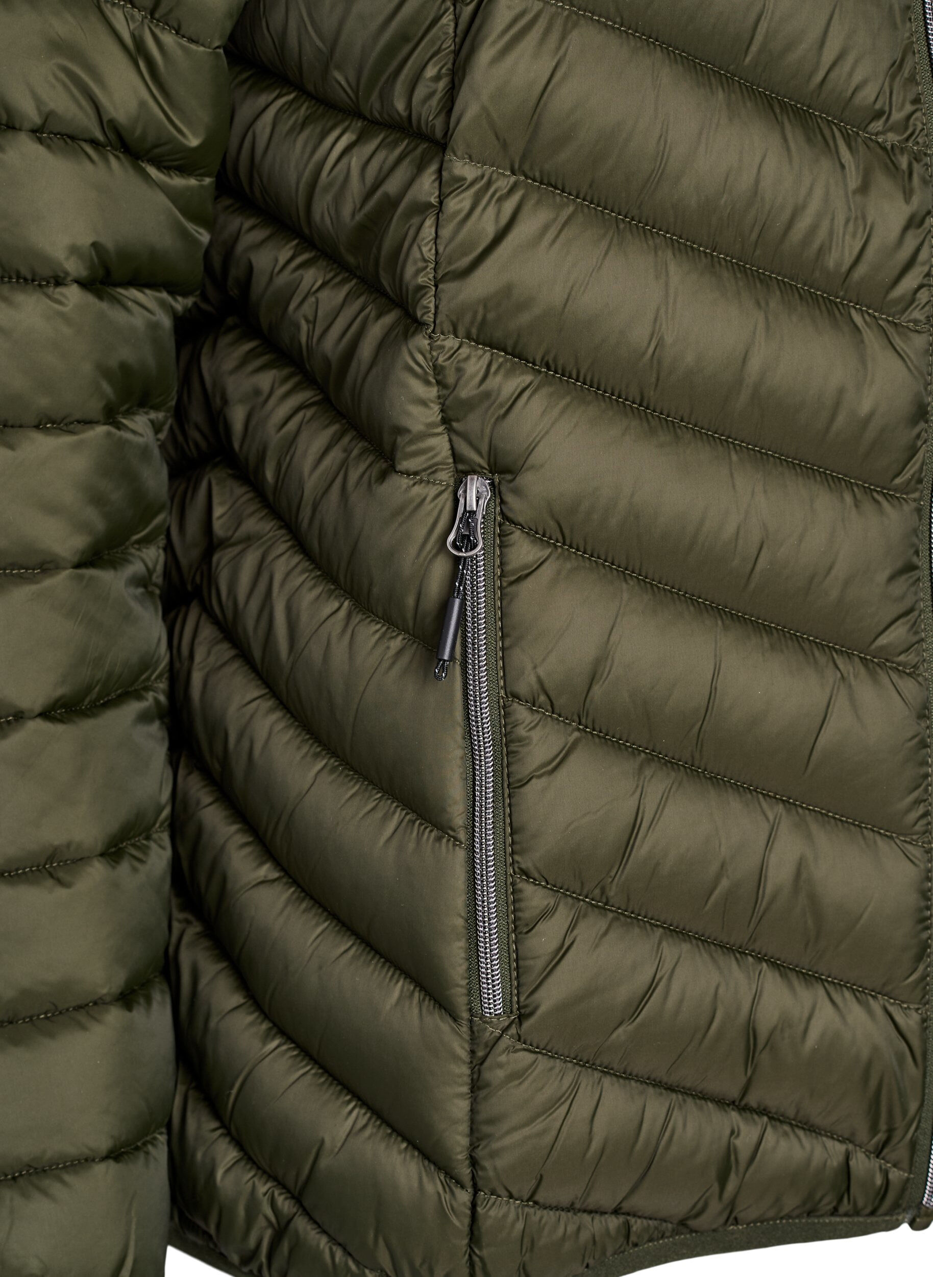 ZizziKevyt takki hupulla, Vihre&auml;, Packshot image number 3