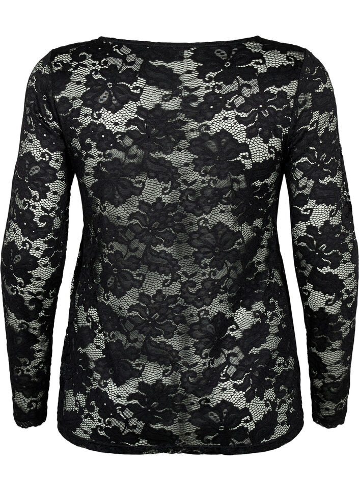 Pitsipusero v-pääntiellä ja pitkillä hihoilla, Black, Packshot image number 1