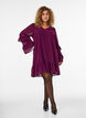 Lyhyt mekko l&auml;pikuultavilla r&ouml;yhel&ouml;hihoilla, Violetti, Model image number 1