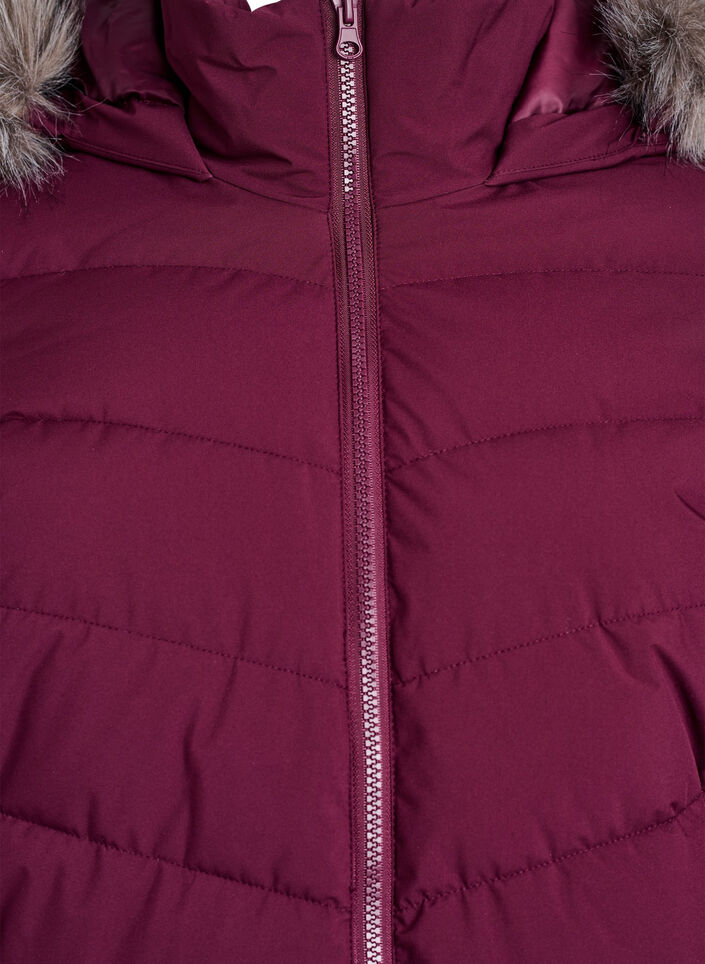 Lyhyt toppatakki hupulla, Tumma Bordeaux, Packshot image number 2