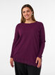 Jerseypusero, jossa ep&auml;symmetrinen pitsireunus, Violetti, Model image number 0