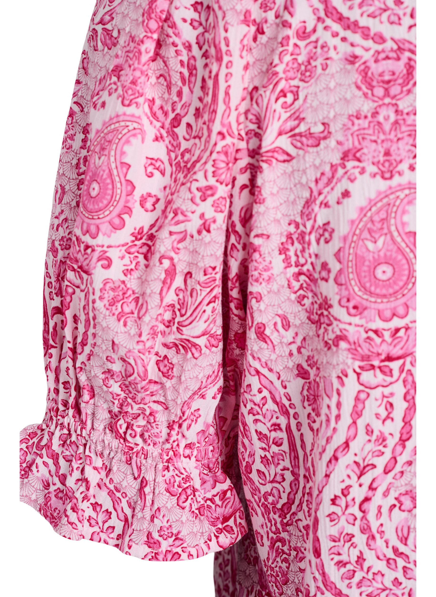 ZizziViskoosipusero paisleykuosilla ja neliskulmaisella p&auml;&auml;ntiell&auml;, Vaaleanpunainen, Packshot image number 3