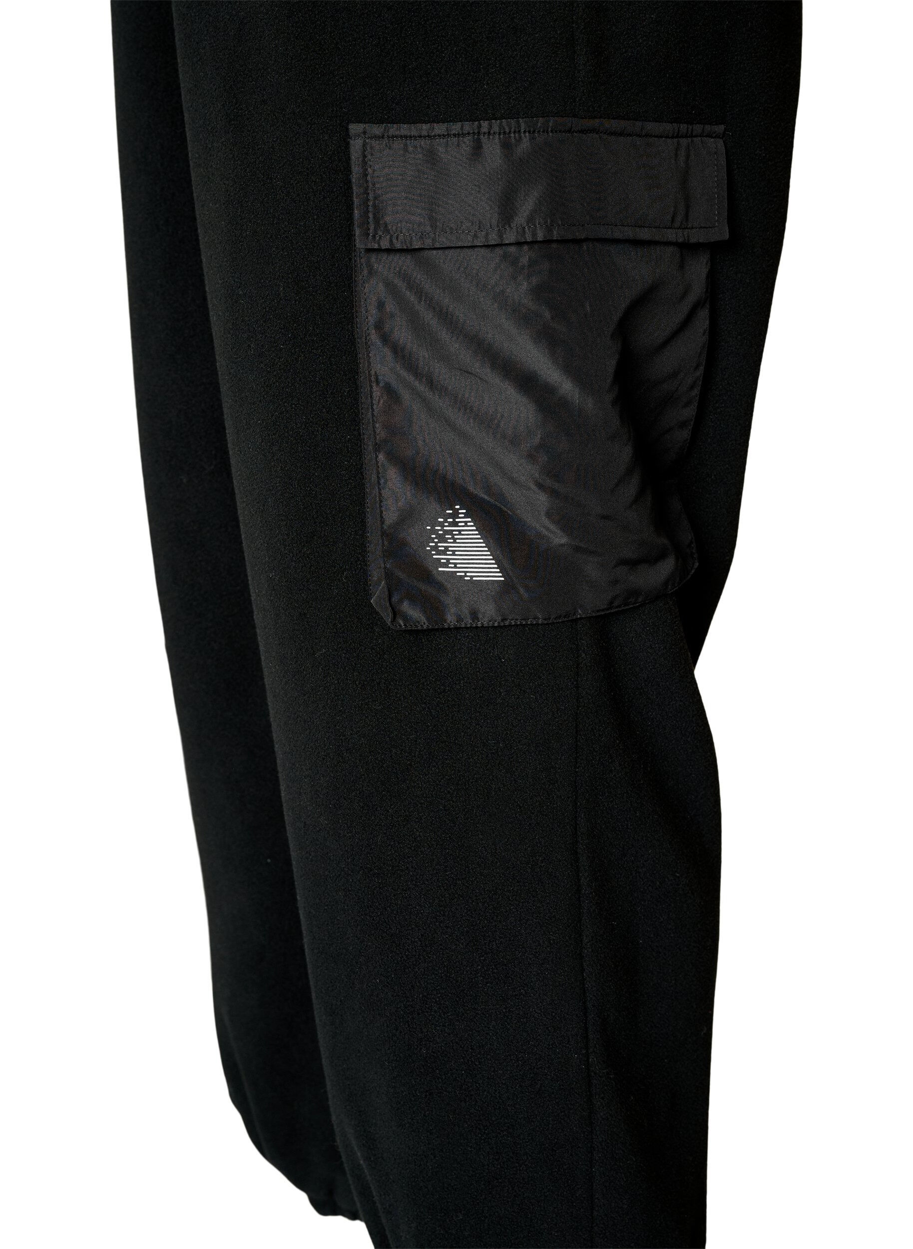 ZizziFleece-collegehousut cargotaskuilla, Musta, Packshot image number 3