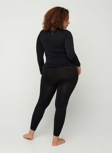 Yksiväriset saumattomat pitkät alushousut, Black, Model image number 1