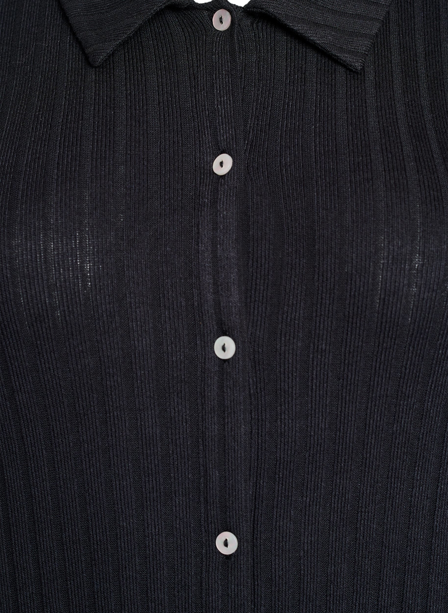 Zizzi Polvimittainen jersey-kauluspaitamekko lyhyill&auml; hihoilla, Musta, Packshot image number 2