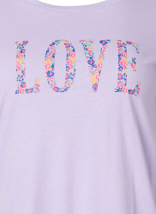 Puuvillainen t-paita pyöreällä pääntiellä ja painatuksella, Lavender W. Love, Packshot image number 2