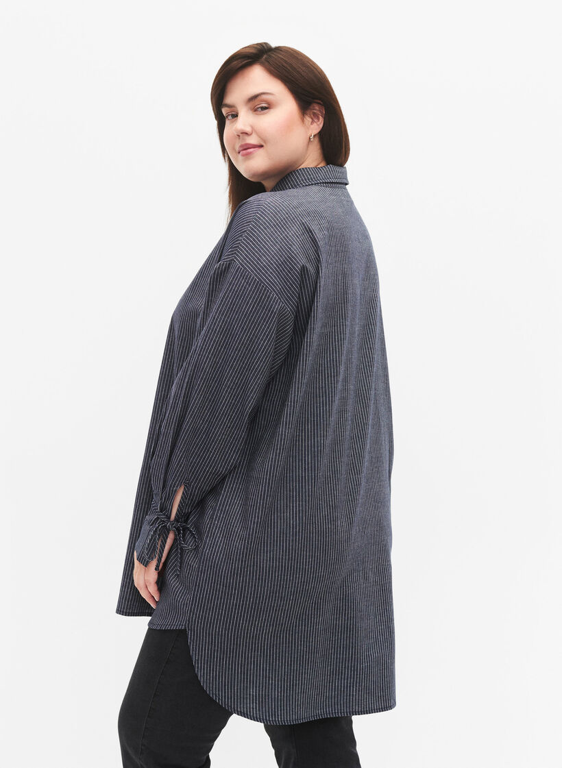 Paita, jonka hihoissa on nauhat, Navy Stripe, Model image number 1