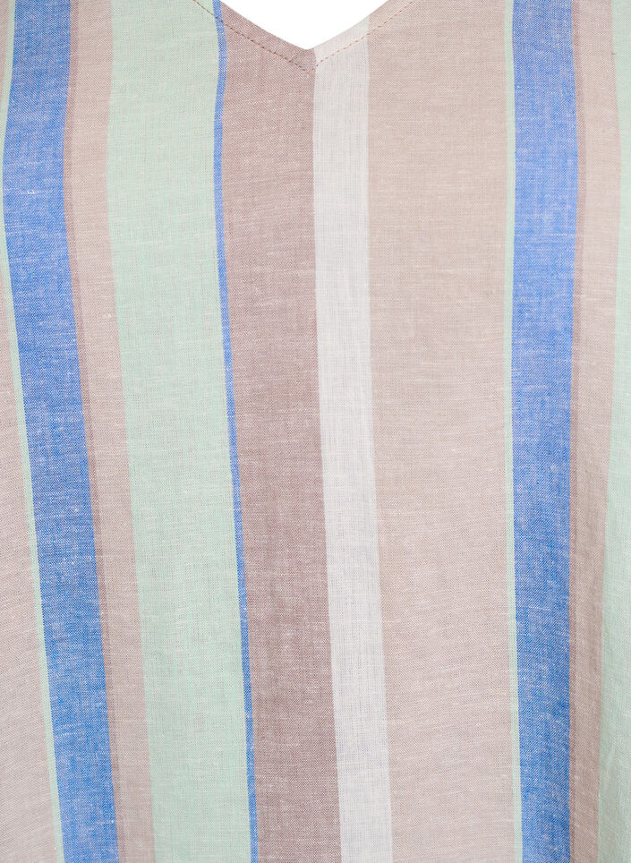 Lyhyt mekko pellavasta ja viskoosista, 3/4-hihoilla., Sininen, Packshot image number 2