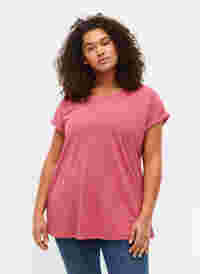 Lyhythihainen t-paita puuvillasekoitteesta, Rasperry Pink, Model