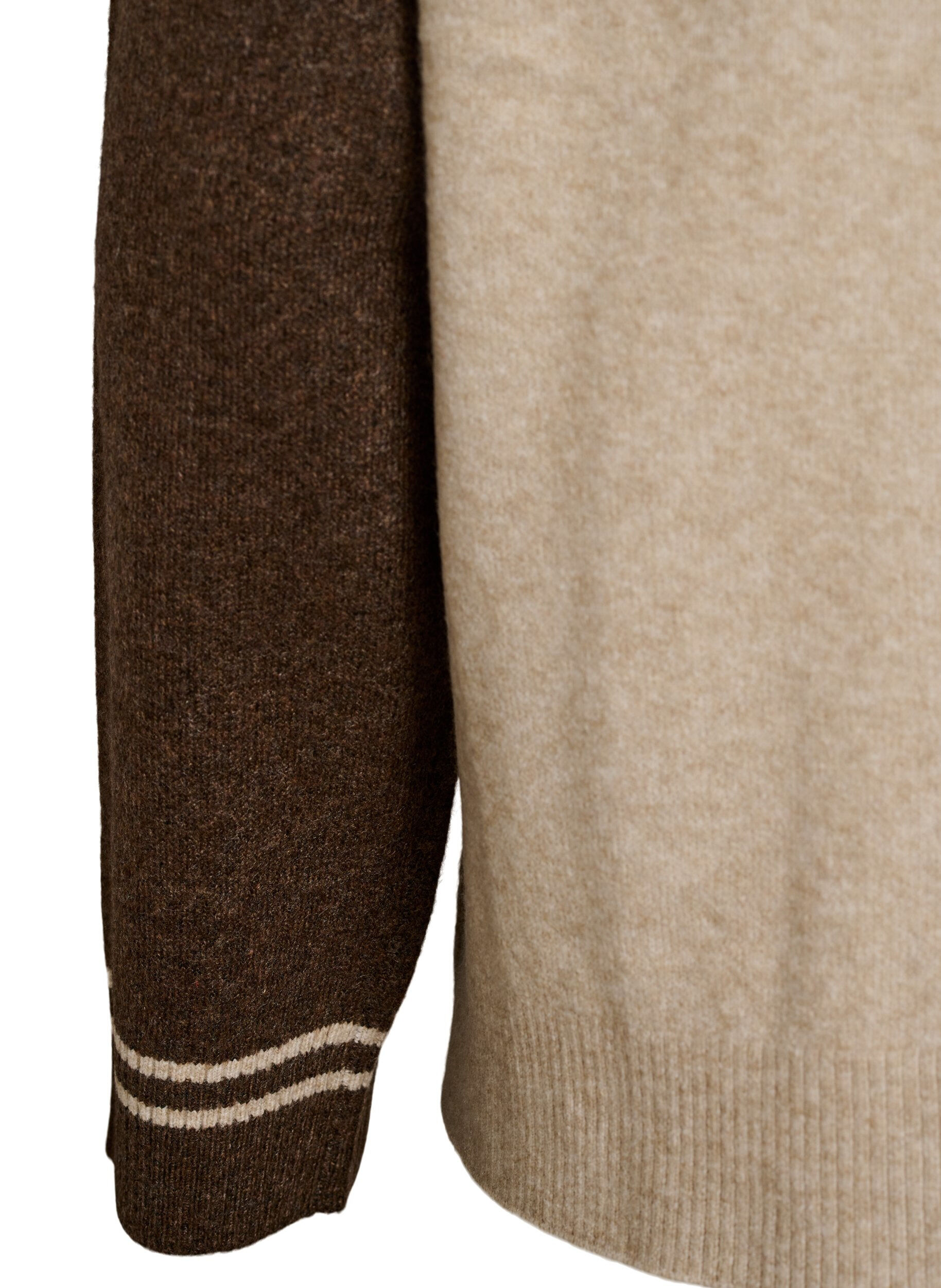 ZizziNeuletakki kontrastihihoilla ja kauluksella, Beige, Packshot image number 3
