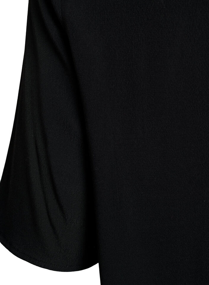 Lyhythihainen viskoosipusero, Musta, Packshot image number 3