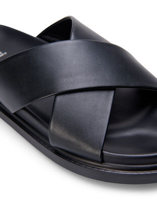 Leveälestiset sandaalit ristihihnoilla, Black, Packshot image number 3