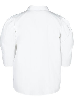 Puuvillainen paita 3/4-pituisilla puhvihihoilla, Bright White, Packshot image number 1