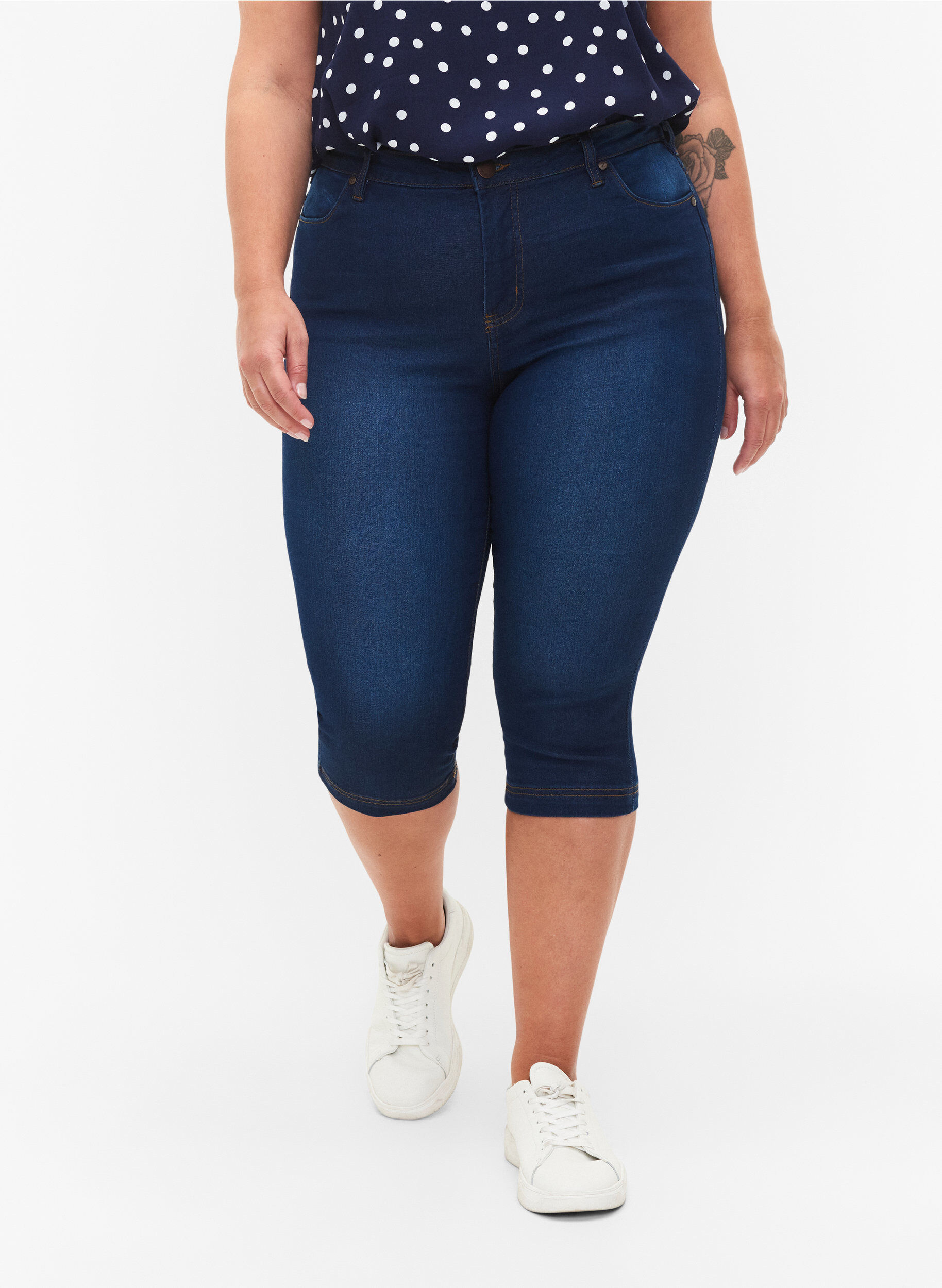 ZizziKorkeavy&ouml;t&auml;r&ouml;iset Amy-farkkucaprit super slim fit, Sininen, Model image number 3