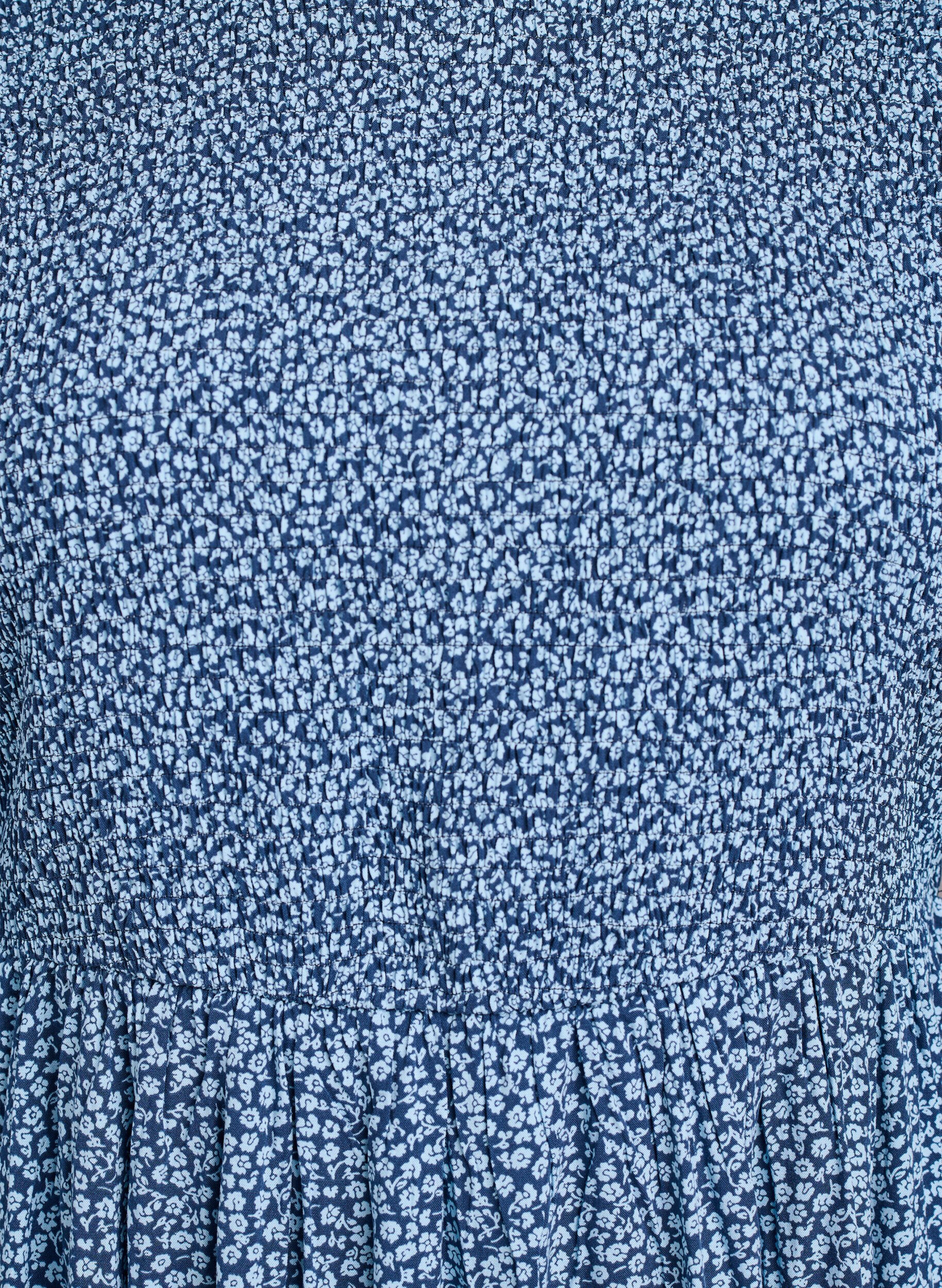 Zizzi Mekko kuminauhallisella yl&auml;osalla ja pienikukkaisella kuosilla, Sininen, Packshot image number 2