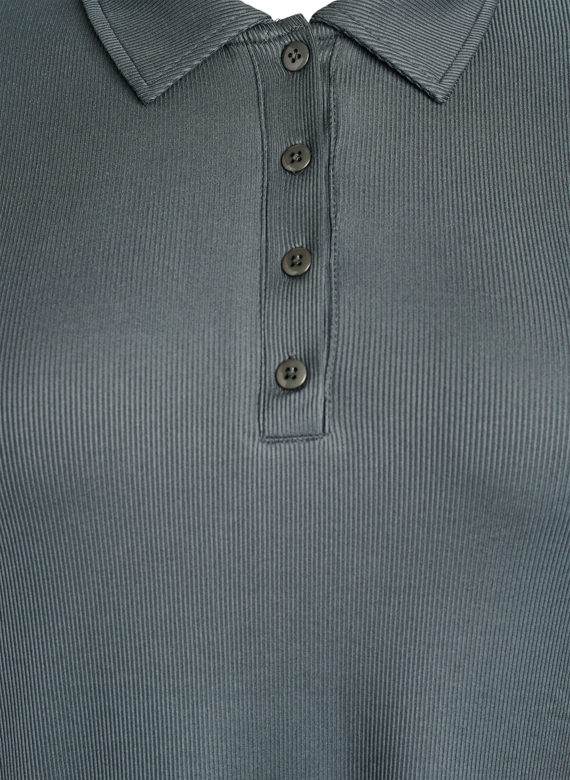 Zizzi Pikeepaita pehme&auml;&auml; ribattua materiaalia, pitk&auml;t hihat, Vihre&auml;, Packshot image number 2