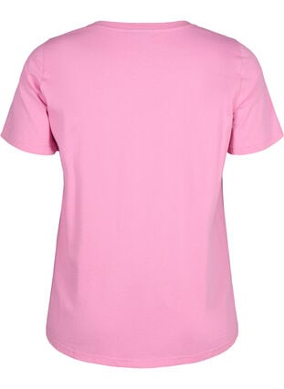 Puuvillainen T-paita tekstipainatuksella, Rosebloom w. Flower, Packshot image number 1