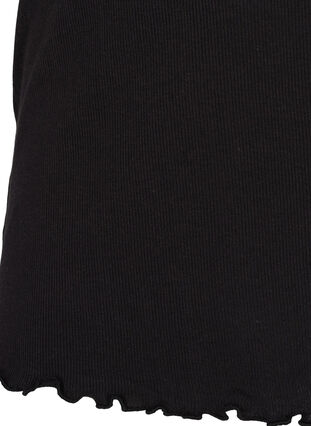 Lyhythihainen ribattu t-paita pitsireunuksella, Black, Packshot image number 3