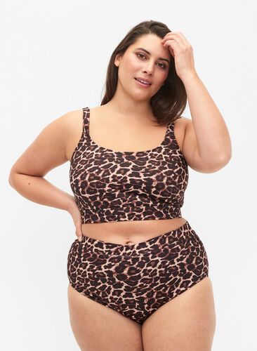 Bikinihousut, joissa painatus ja korkea vyötärö, Autentic Leopard, Model image number 0