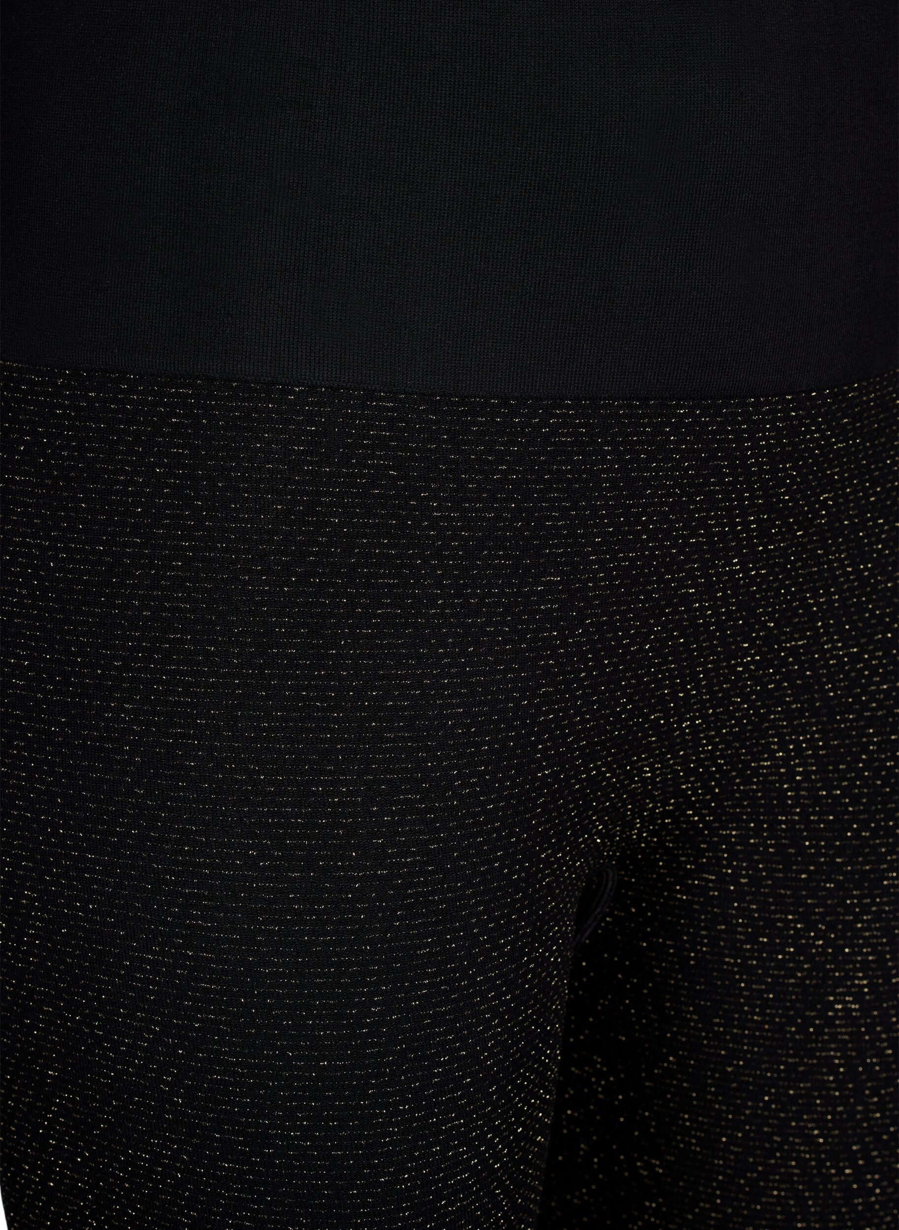 Zizzi Saumattomat glitter-leggingsit, Black Gold Lurex, Packshot image number 2
