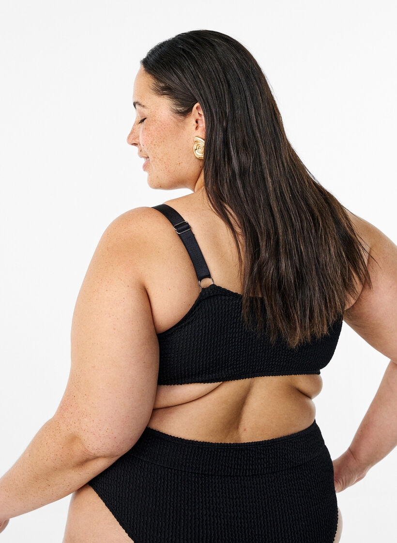 Kreppibikinitoppi säädettävillä olkaimilla, Musta, Model image number 2