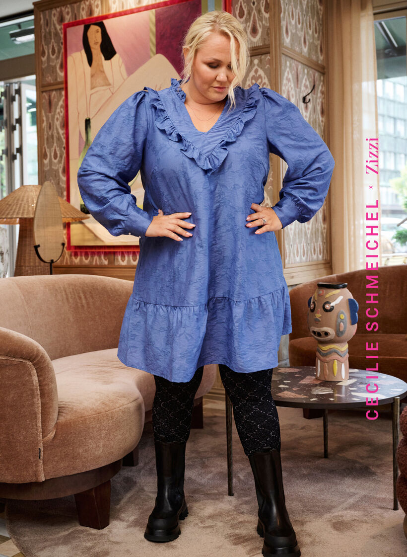 Saumattomat leggingsit hopeanvärisellä kuviolla, Black, Image image number 0