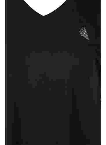 Lyhythihainen t-paita treeniin v-aukolla, Black, Packshot image number 2