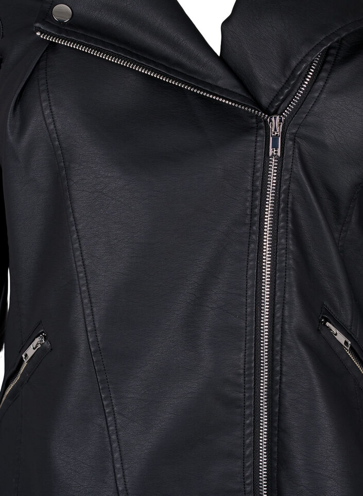 Keinonahkainen biker-takki, Musta, Packshot image number 2