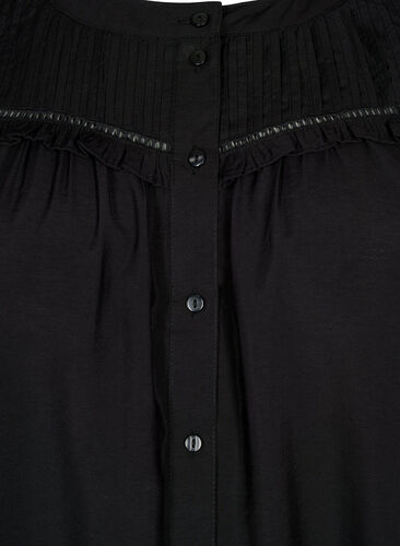 Paitapusero röyhelöillä ja laskoksilla, Black, Packshot image number 2