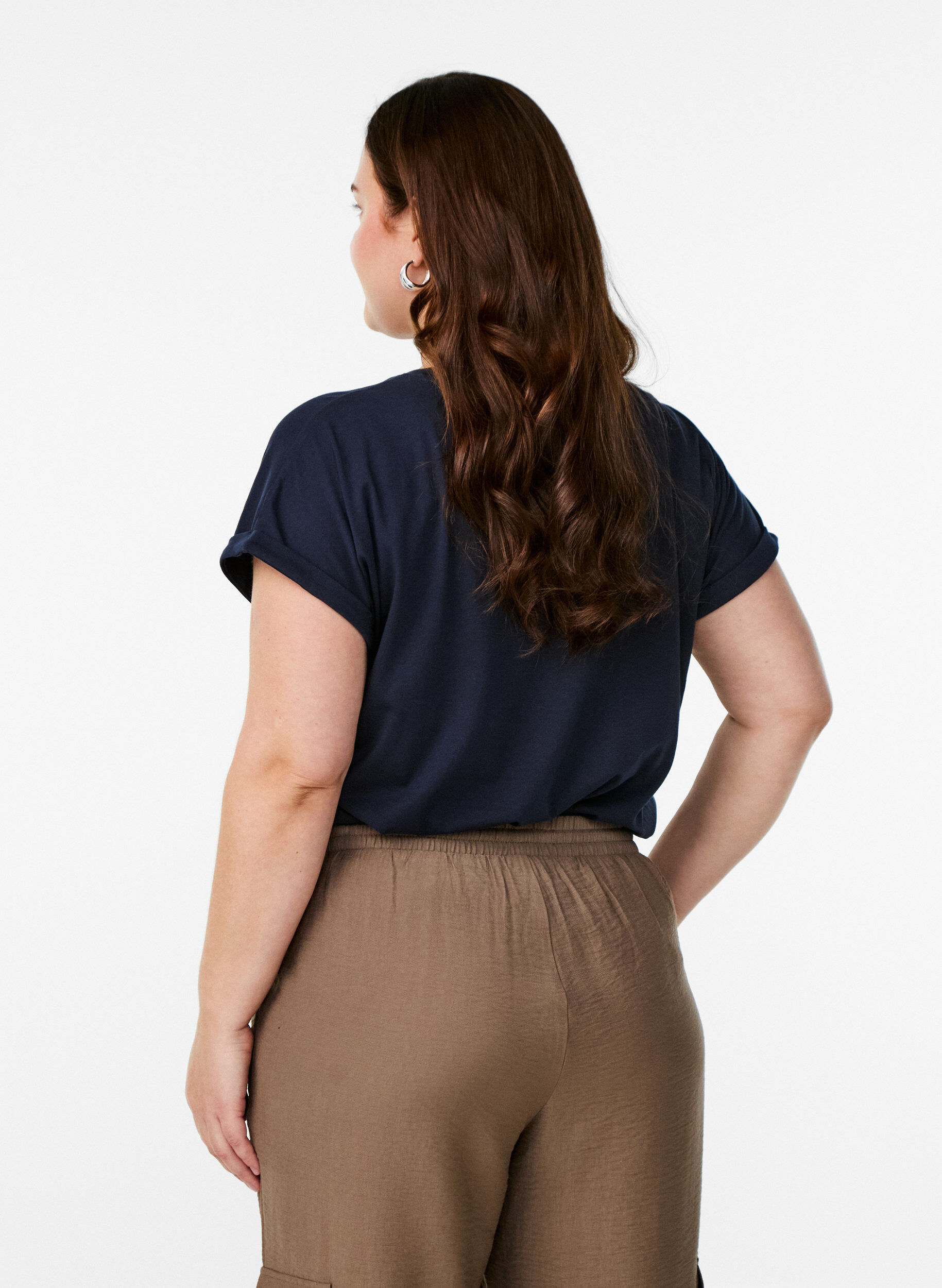 ZizziLyhythihainen t-paita puuvillasekoitteesta, Sininen, Model image number 2