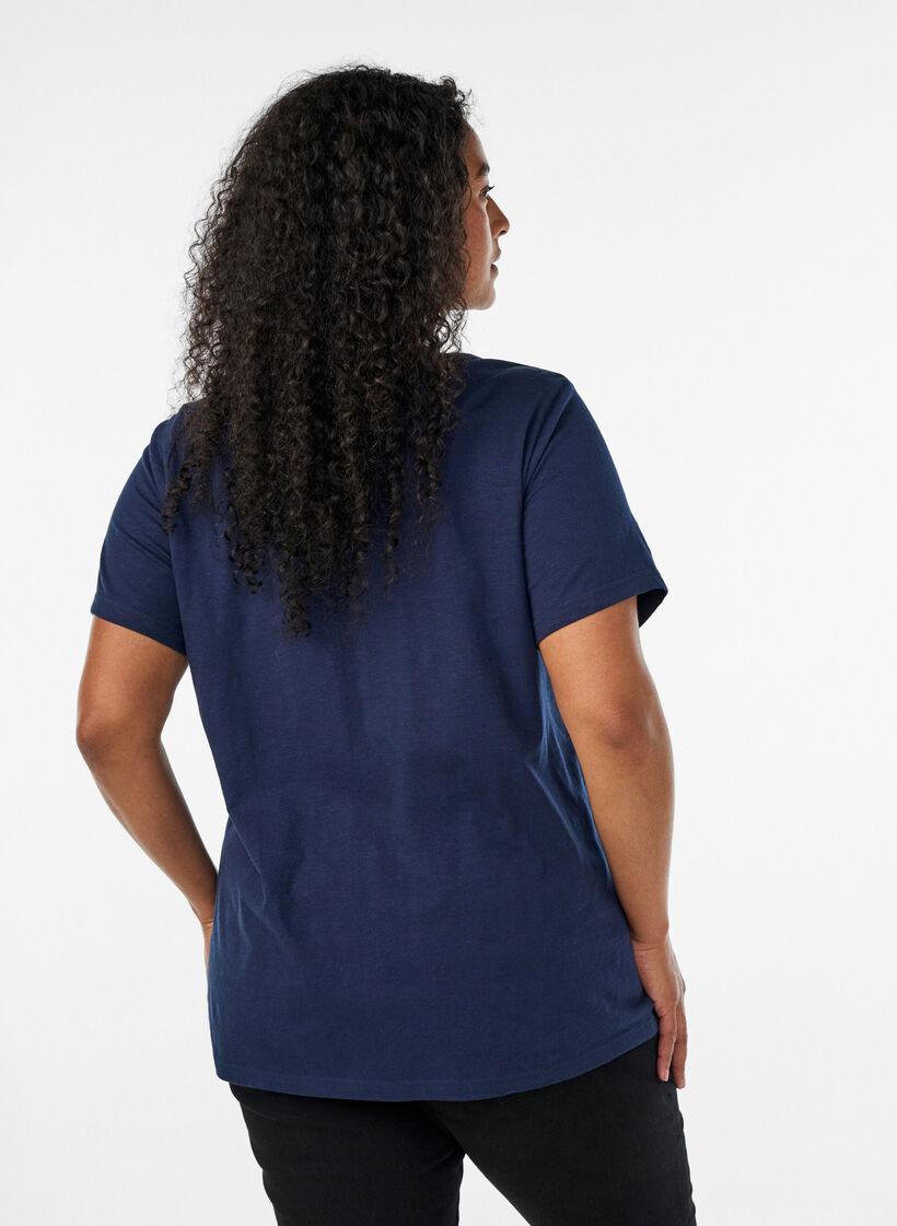 T-paita nappiyksityiskohdilla, Sininen, Model image number 2