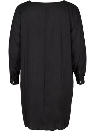 Pitkähihainen mekko viskoosista, Black, Packshot image number 1
