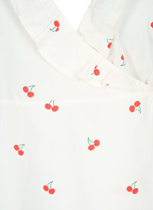 Kirsikkakuvioinen kietaisupusero puuvillaa, B. White/Cherry, Packshot image number 2