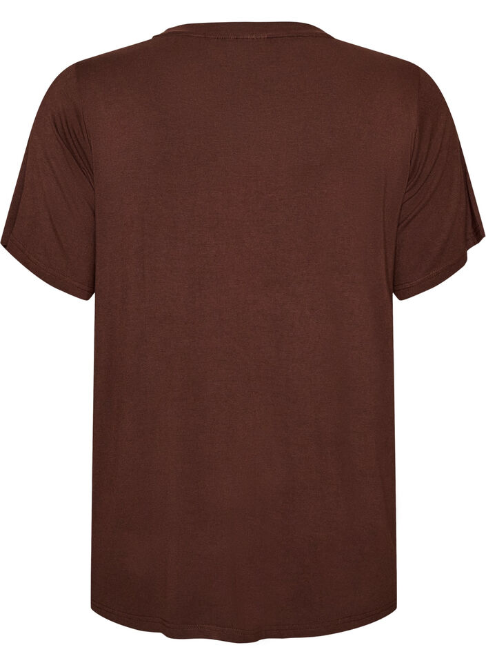 Viskoosinen T-paita strasseilla, Ruskea, Packshot image number 1