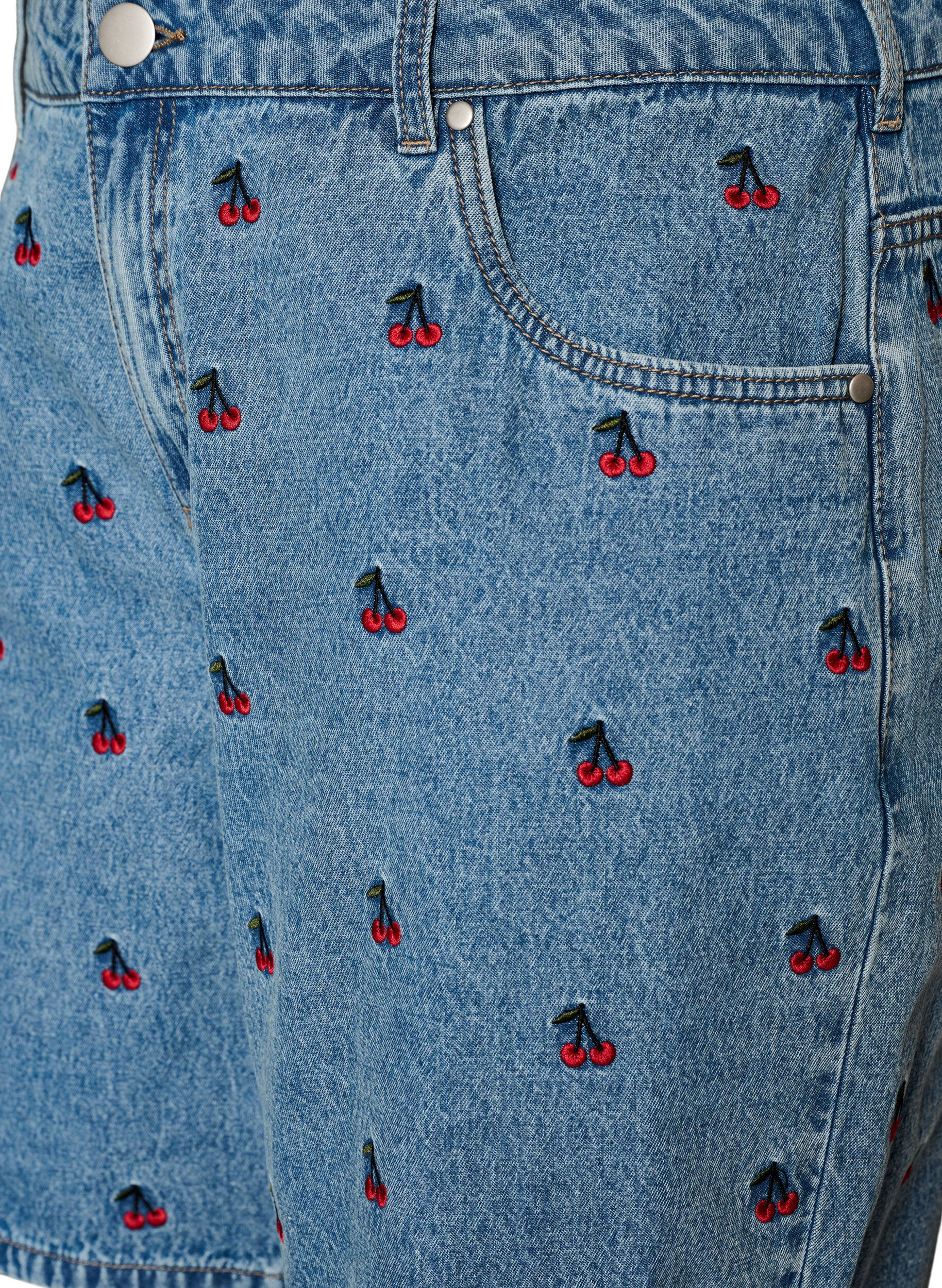 Zizzi Kirjailut denimshortsit, Sininen, Packshot image number 2