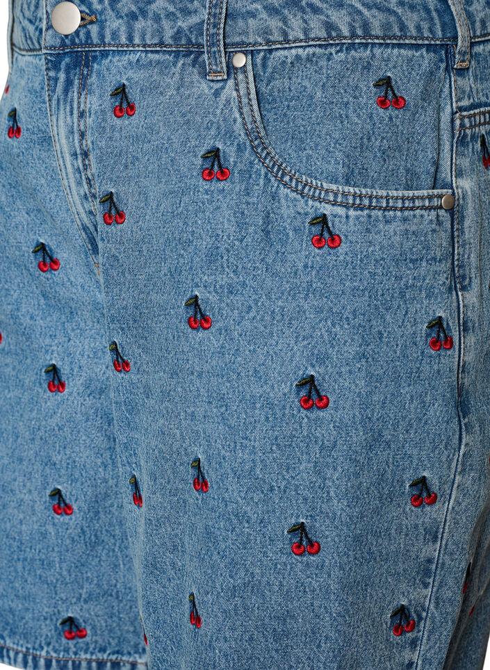 Kirjailut denimshortsit, Sininen, Packshot image number 2