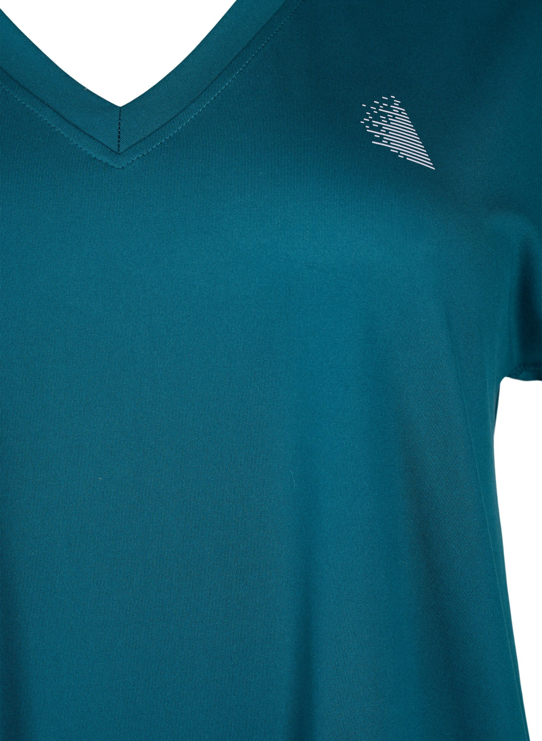 Zizzi V&auml;lj&auml; treenipaita, jossa on V-p&auml;&auml;ntie, Deep Teal, Packshot image number 2