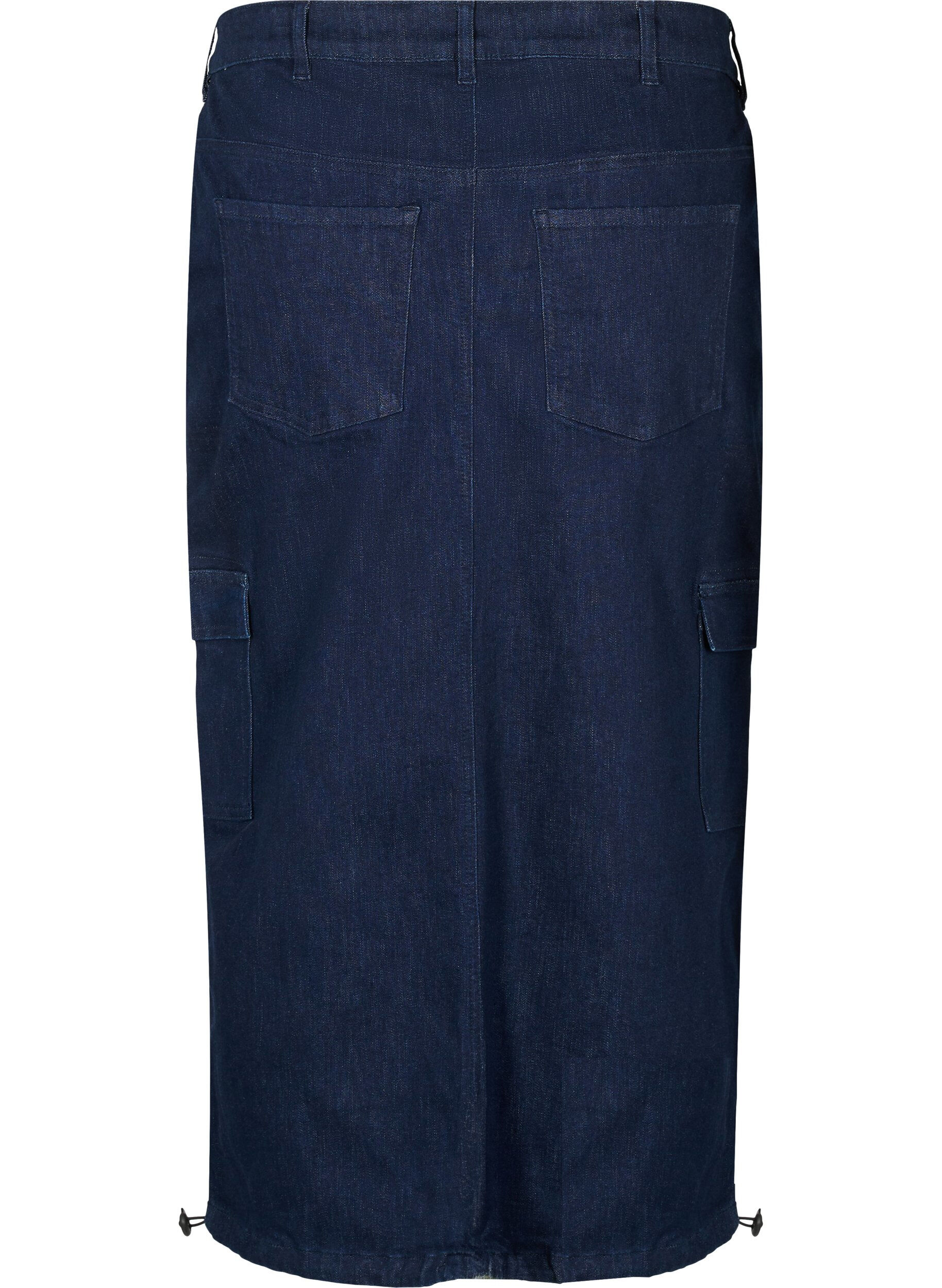 Zizzi Farkkukankainen maksihame, Dark Blue Denim, Packshot image number 1