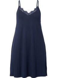 Viskoosinen y&ouml;mekko pitsireunuksella , Sininen