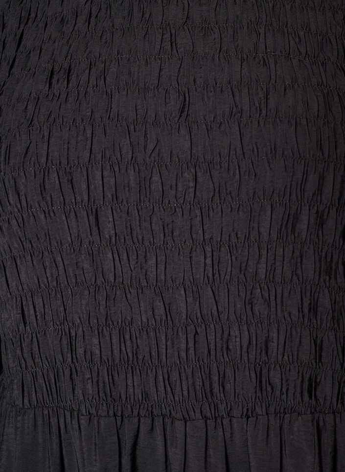 Midimekko viskoosista smokkauksella, Musta, Packshot image number 2