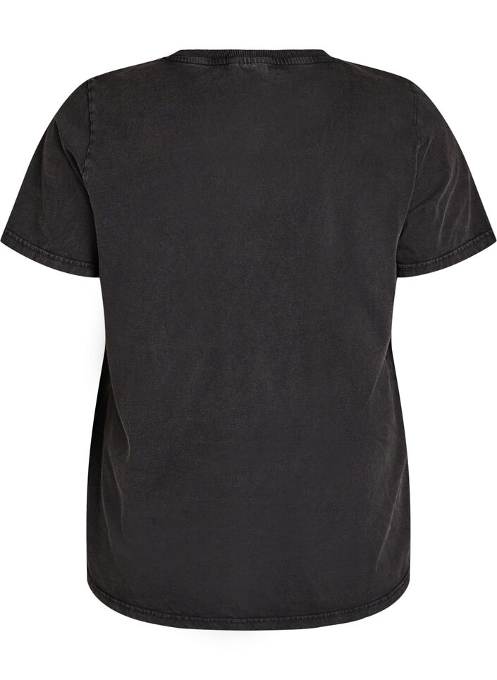 Luomupuuvillainen T-paita printill&auml;, Musta, Packshot image number 1
