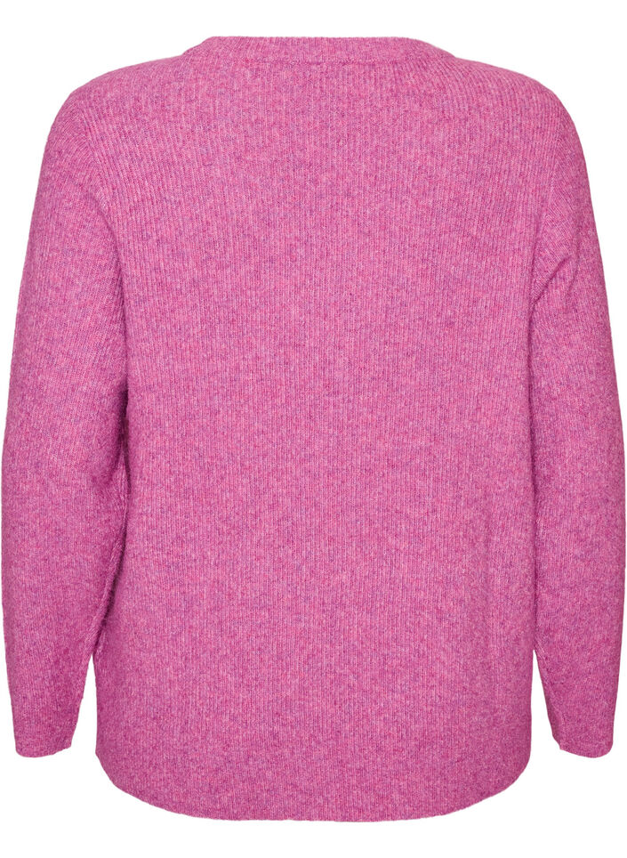 Melange-neulepusero py&ouml;re&auml;ll&auml; p&auml;&auml;ntiell&auml;, Violetti, Packshot image number 1