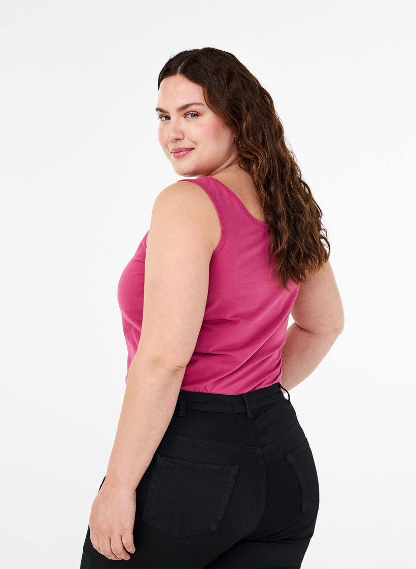 Yksivärinen perus paita puuvillasta, Punainen, Model image number 2