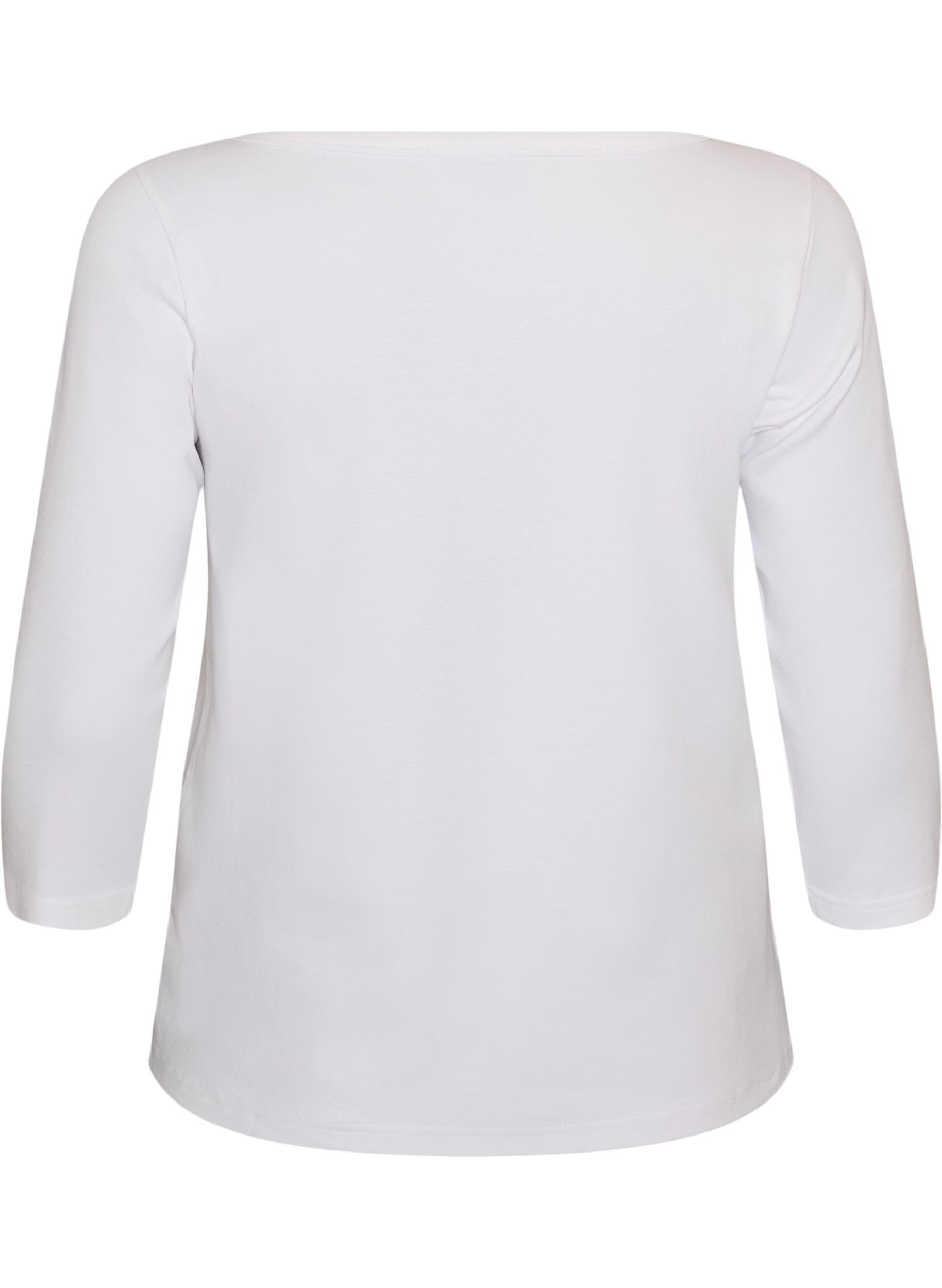 ZizziPerus-T-paita venep&auml;&auml;ntiell&auml; ja 3/4-hihoilla, Valkoinen, Packshot image number 1