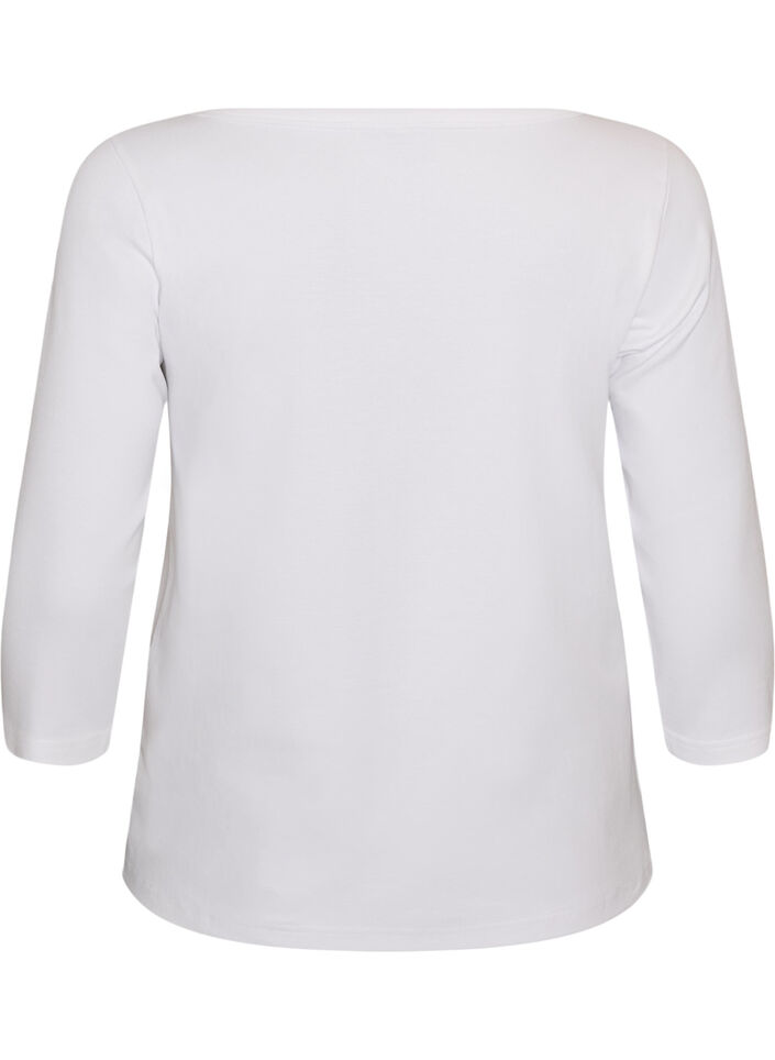 Perus-T-paita venep&auml;&auml;ntiell&auml; ja 3/4-hihoilla, Valkoinen, Packshot image number 1