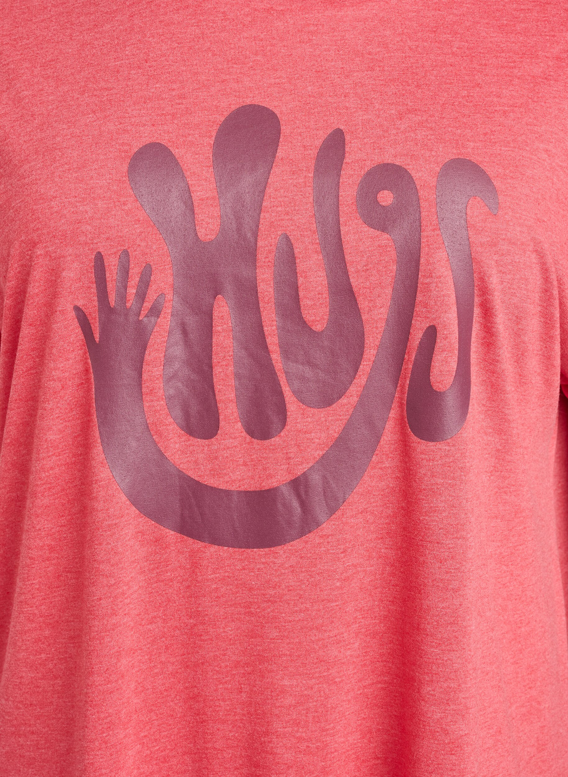 Zizzi Lyhythihainen y&ouml;paita tekstiprintill&auml;, Punainen, Packshot image number 2