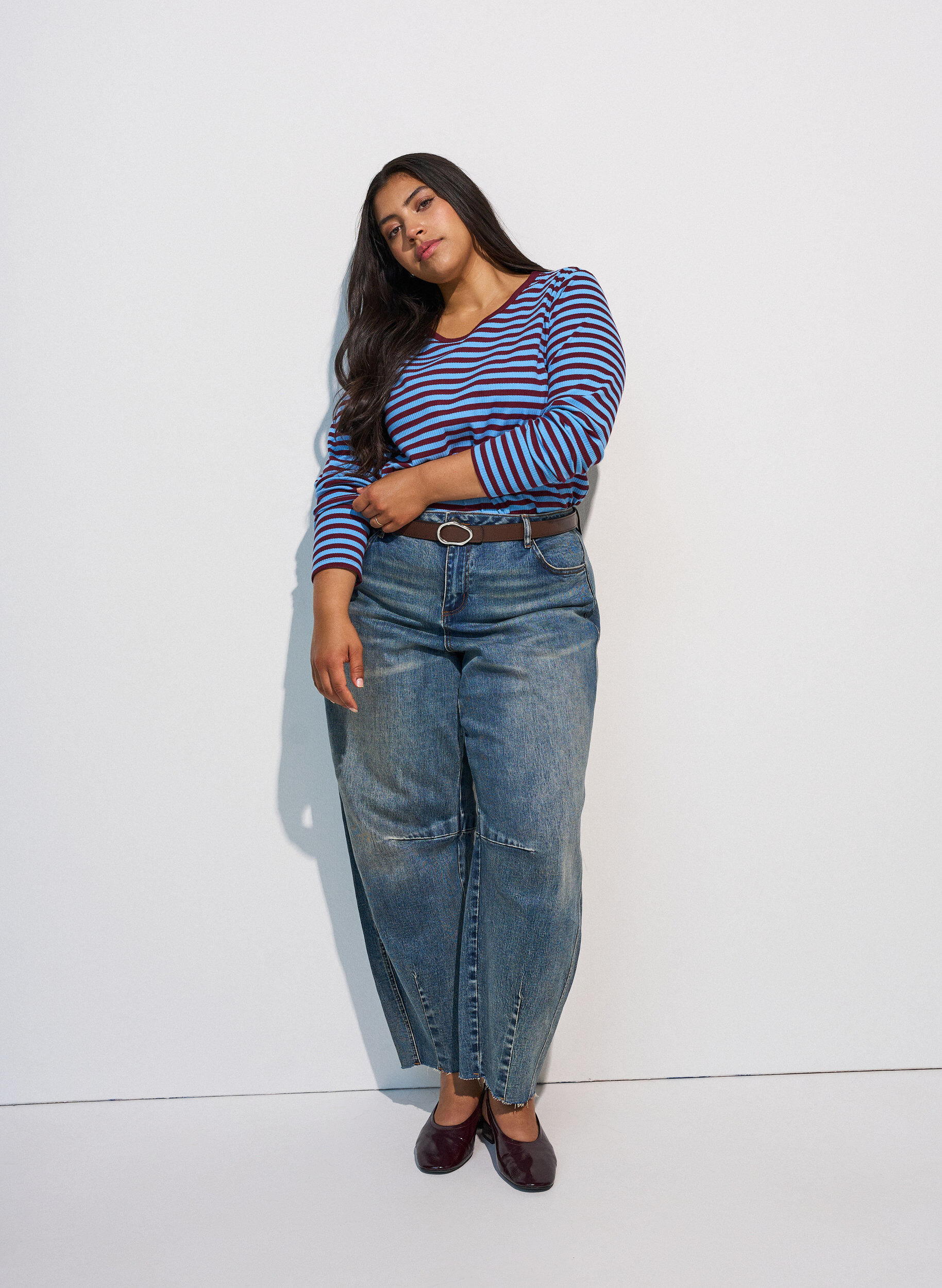 ZizziRaidallinen pusero pitkill&auml; hihoilla, Sininen, Model image number 1