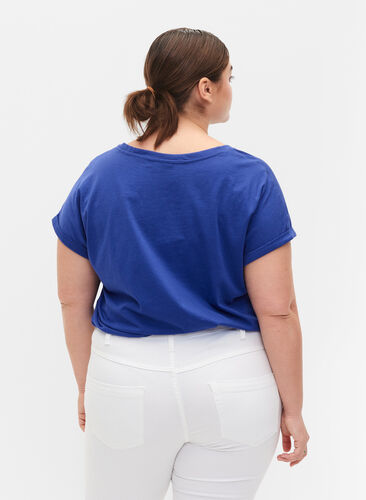 Lyhythihainen puuvillasekoitteinen T-paita, Royal Blue, Model image number 1