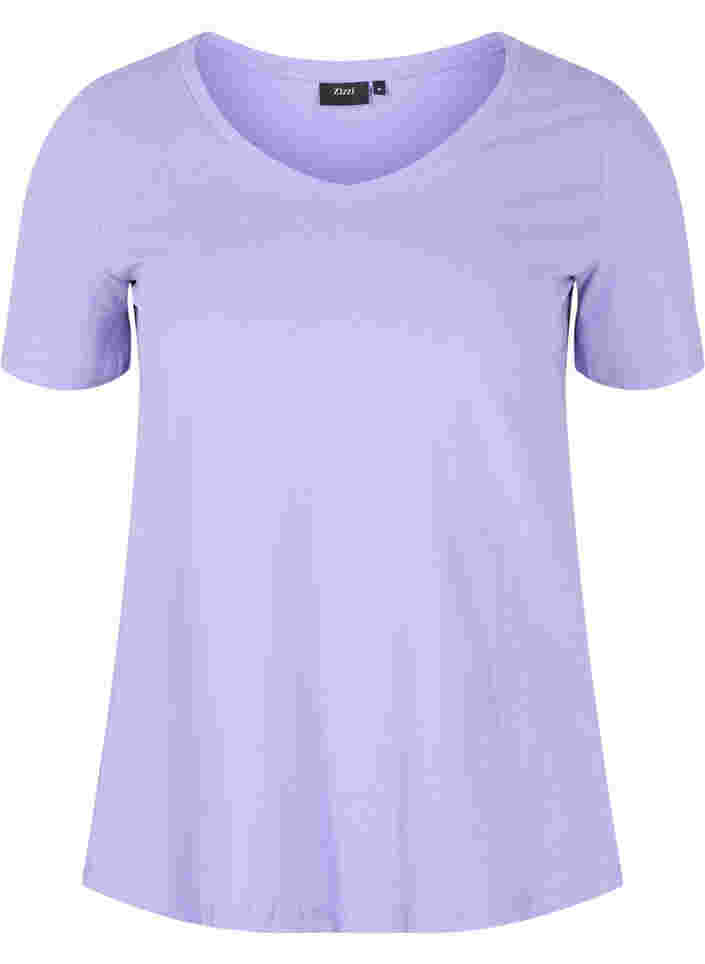 Yksivärinen perus t-paita puuvillasta, Paisley Purple, Packshot image number 0