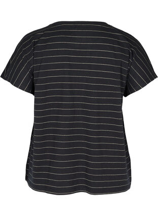 Puuvillainen t-paita kimalleraidoilla, Black w Gold , Packshot image number 1
